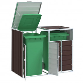 Wheelie Bin Storage for Double Bins Brown 56.7"x31.9"x4...