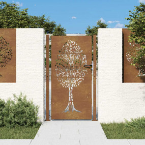 Garden Gate 41.3"x68.9" Corten Steel Tree Design