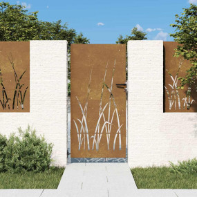 Garden Gate 33.5"x68.9" Corten Steel Grass Design