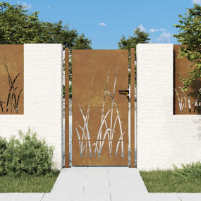 Garden Gate 41.3"x68.9" Corten Steel Grass Design
