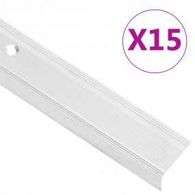 Stair Nosings in L-shape 15 pcs Aluminum 35.4 " Silver