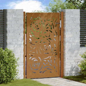 Patio Gate 41.3x61.0" Weathering Steel Flame Design