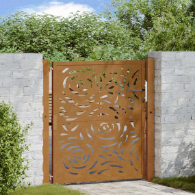 Patio Gate 41.3x41.3" Weathering Steel Flame Design