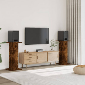Speaker Stands 2 pcs Smoked Oak 11.8x11.8x37.4" Enginee...