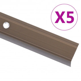 Stair Nosings in L-shape 5 pcs Aluminum 39.4 " Brown