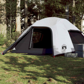 Camping Tent Dome 4-Person White Blackout Fabric Waterp...