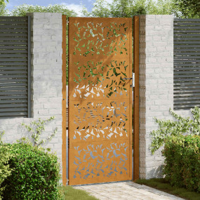 Patio Gate 41.3x80.7" Weathering Steel Leaf Design