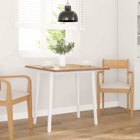 Dining Table White Solid Wood Rubber