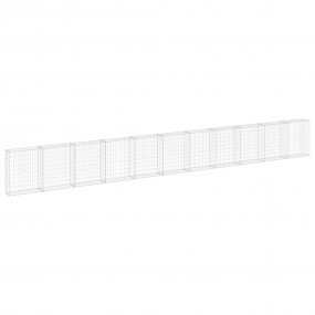 Gabion Wall with Covers Galvanized Steel 354.3"x11.8"x3...