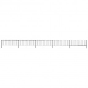 Garden Fence with Spear Top Steel 669.3"x47.2" Black
