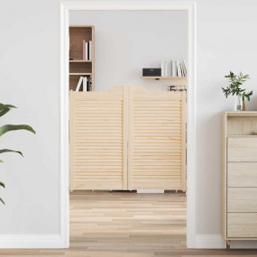 Swing Doors Louvred Design 2-Pair 35.4x39.4" Solid Wood...