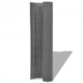 Double-Sided Patio Fence PVC 35.4x196.9" Grey