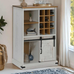 Wine Cabinet HALDEN with Wine Racks and Sliding Door Wh...