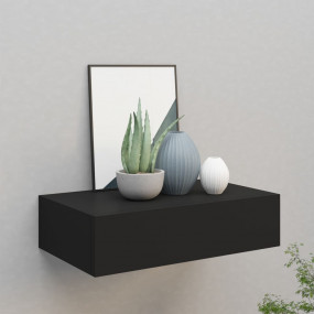 Wall-mounted Drawer Shelf Black 40x23,5x3.9 " MDF
