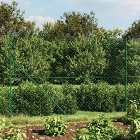 Chain Link Fence with Flange Green 7.2x32.8'