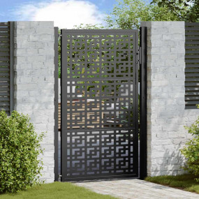 Patio Gate Black 41.3x61.0" Steel Cross  Design