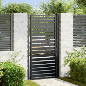Patio Gate Lockable Black 39.4x70.9" Aluminium