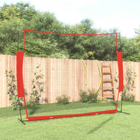 Portable Baseball Net Red&Black 145.3x42.1x106.7" Steel...
