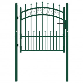 Fence Gate with Spikes Steel 39.4x39.4" Green