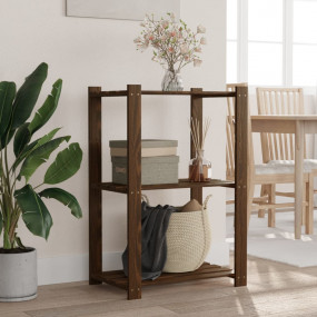 3-Tier Storage Rack Brown 23.6x15.0x35.4" Solid Wood Pi...