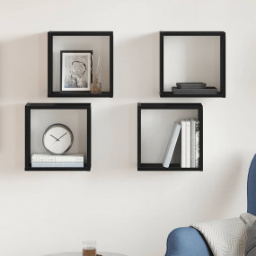 Wall Cube Shelves 4 pcs Black Oak 11.8x5.9x11.8" Engine...