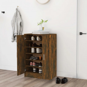 Shoe Cabinet Smoked Oak 23.6x13.8x36.2" Engineered Wood