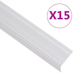 Stair Nosings in L-shape 15 pcs Aluminum 39.4 " Silver