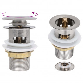 Push Drain with Overflow Function Silver 2.5x2.5x3.6"