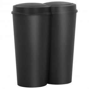Duo Bin Trash Can Black 13.2 gal