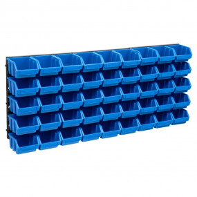 48 Piece Storage Bin Kit with Wall Panels Blue and Blac...