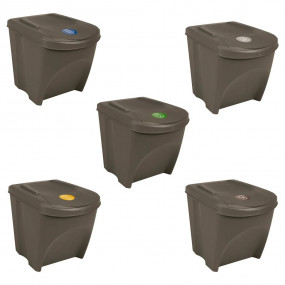 Stackable Garbage Bin Boxes 3 pcs Grey 19.8 gal Polypro...