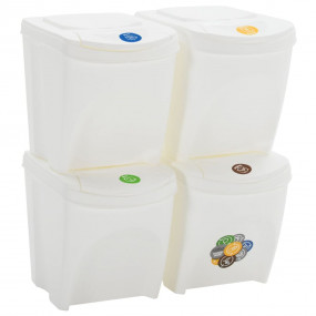 Stackable Garbage Bin Boxes 4 pcs White 26.4 gal Polypr...