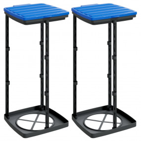 Rubbish Bag Holders 2 pcs Black and Blue 15.9 gal PP