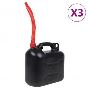 Fuel Can with Flexible Spout 3 pcs Black 2.6 gal Plasti...