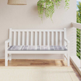 Patio Bench Cushion Grey Check Pattern 150x50x1.6 " Oxf...