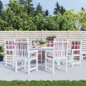 Patio Lowback Chair Cushions 6 pcs Red Check Pattern 39...