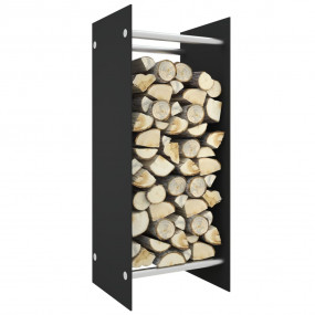 Firewood Rack Black 15.7x13.8x39.4" Tempered Glass