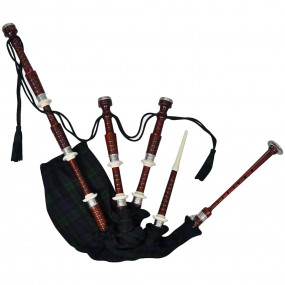 Scottish Great Highland Bagpipe Green Black Watch Tarta...