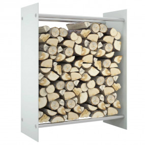 Firewood Rack White 31.5x13.8x39.4" Tempered Glass