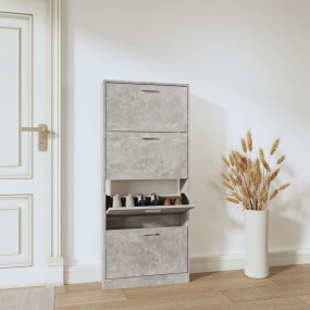 Shoe Cabinet Concrete Grey 23.2x6.7x59.1" Engineered Wo...