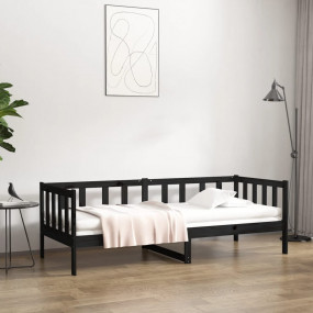 Day Bed without Mattress Black 80 x 78.7 " Solid Wood P...