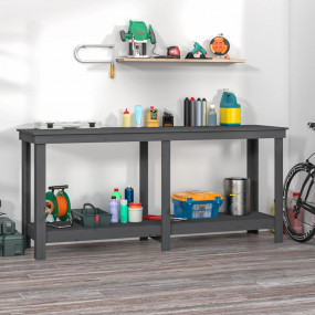 Work Bench Grey 70.9x19.7x31.5" Solid Wood Pine