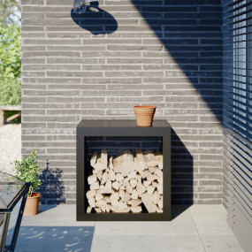 Firewood Rack Black 23.6x15.7x23.6" Steel