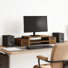 Monitor Stand with Storage Smoked Oak 27.6x10.6x5.9" En...