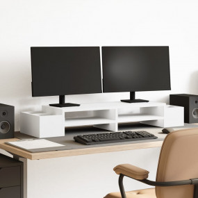 Monitor Stand with Storage White 39.4x10.6x5.9" Enginee...