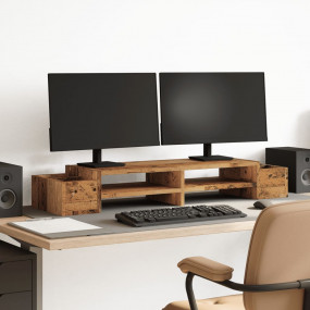 Monitor Stand with Storage Old Wood 39.4x10.6x5.9" Engi...