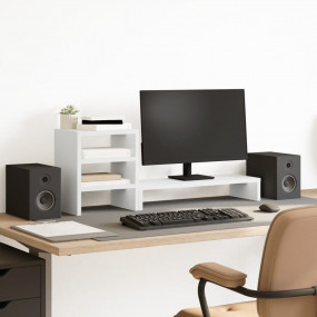 Monitor Stand with Desk Organizer White Engineered Wood