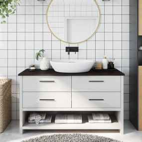 Bathroom Countertop Dark Brown 39.4x15.7x0.8" Treated S...