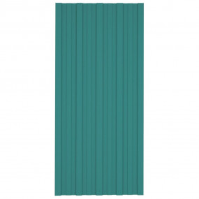 Roof Panels 12 pcs Galvanized Steel Green 39.4x17.7"