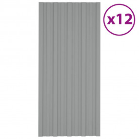 Roof Panels 12 pcs Galvanized Steel Grey 39.4x17.7"